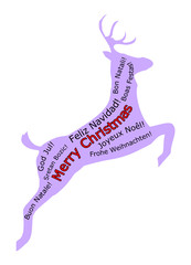 Merry Christmas wordcloud on a reindeer