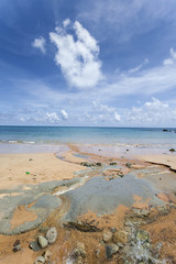 Nail Island blue sky with white clouds, Andaman Islands, India
