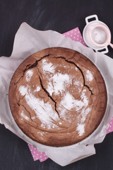 chocolate cake on a black background