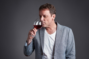Man with glass of wine	