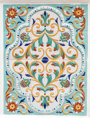 traditional russian floral ornament on tiles