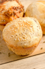 Bakery product. Delicious buns for you. Pastry. Cookie.