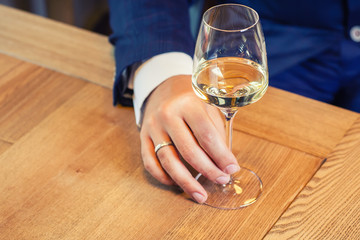 Drinking white wine
