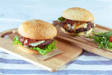 Tasty and appetizing hamburger