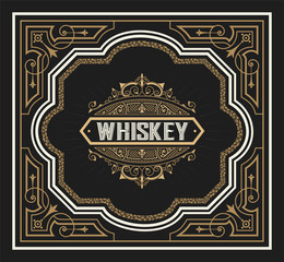 Whiskey label hand drawn vintage blackboard frame
