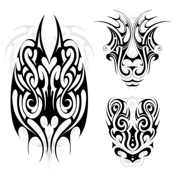 Maori tribal tattoo set