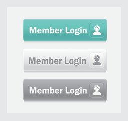 Member login. Vector web interface buttons set. 