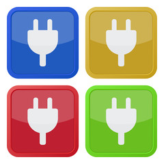 set of four square icons - electrical plug symbol
