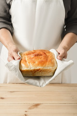Bakery product. Delicious bread for you. Cooking process concept