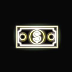 neon bill icon. decoration and advertising theme. Colorful design. Vector illustration