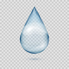 Falling transparent water drop vector isolated - obrazy, fototapety, plakaty