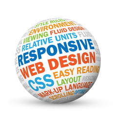 RESPONSIVE WEB DESIGN Vector Tag Cloud on Sphere