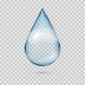 Falling transparent water drop vector isolated