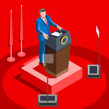 Us Election 2016 infographic Usa President symbol Presidential debate vector icon. Democrat Republican party candidate convention. Flat isolated vector conference congress tribune auditorium pedestal