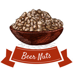 Beer nuts illustration.