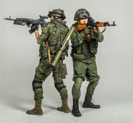 Group of russian soldiers  on white background