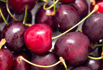 red cherry as a background, close-up