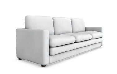 Sofa isolated on white empty floor background, 3d illustration,