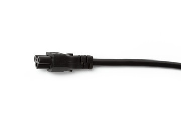 Black power cable with plug and socket isolated on white