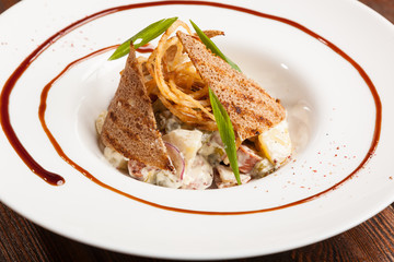 beer salad with rye croutons