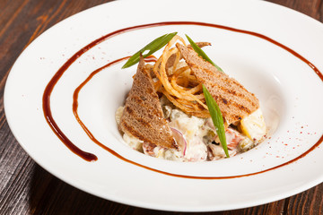 beer salad with rye croutons