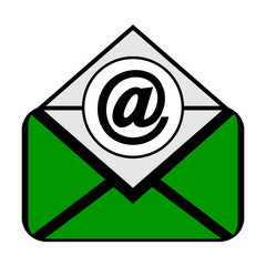 Mail symbol icon on white.