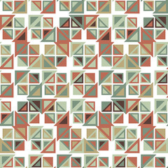 Seamless pattern. It consists of geometric elements of a triangular shape with different color. On white. Useful as design element for texture and artistic compositions.