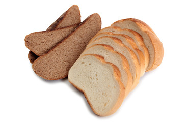Organic bread on white background