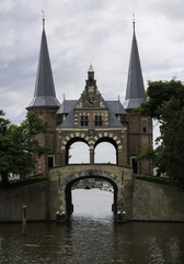 Water gate in the historical city Sneek