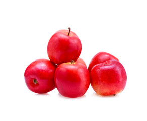 Pile of fresh red apples isolated on white background