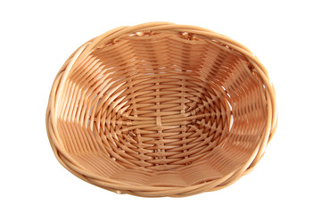 Retro wicker basket on white background