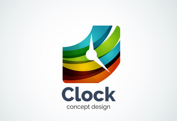 Clock logo template, time management business concept