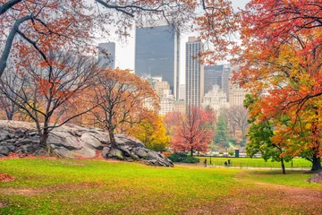 Keuken spatwand met foto Central park op regenachtige dag, New York City, VS © sborisov