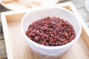 Steamed berry rice or black jasmine rice