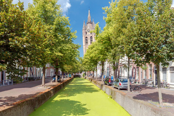 Naklejka premium Delft. The picturesque city canal.