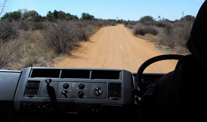 Fototapete Rund Typical Dirt Road in the Kalahari © winterbilder