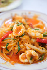 Stir-fried squid with salted egg yolk