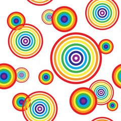 Naklejka premium Rainbow colorful rings. Seamless pattern. Vector illustration.