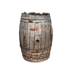 Old wooden barrel isolated on white