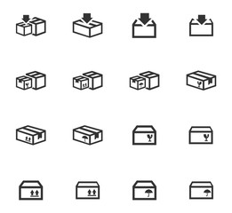 Simple icons set of box