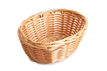 Obraz premium Retro wicker basket on white background