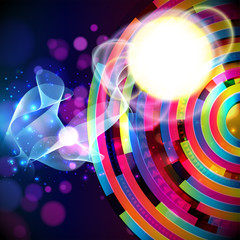 abstract background. Colorful techno pattern on a dark. 