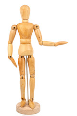 Wooden dummy isolated on white background.
