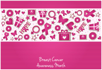Breast Cancer Awareness Month card or background. vector illustration.