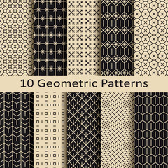 vector set of ten seamless geometric patterns