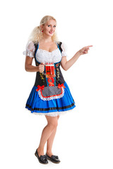 Beautiful young blond girl of oktoberfest beer stein