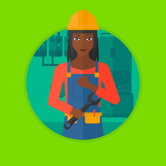 Fototapeta premium Cheerful repairman with spanner.