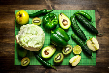 Healthy food. Different fruits and vegetables.