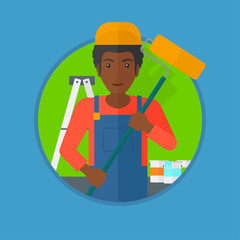 Painter with paint roller vector illustration.