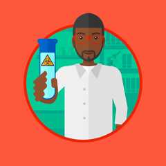 Scientist with test tube vector illustration.